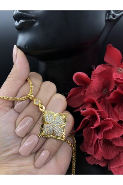 barisiva gold 22 Ayar Altın Kaplama Çok Şık Model Zirkon Taşlı Kolye