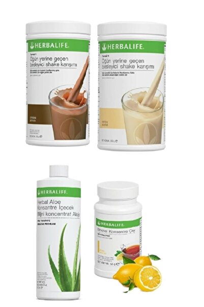 Herbalife 1 Çikolotalı Shake +1 Vanilya + 1 Aloe + 1 Limon 50gr Çay.