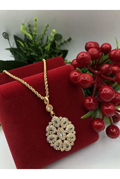 barisiva gold 22 Ayar Altın Kaplama Çok Şık Model Zirkon Taşlı Kolye