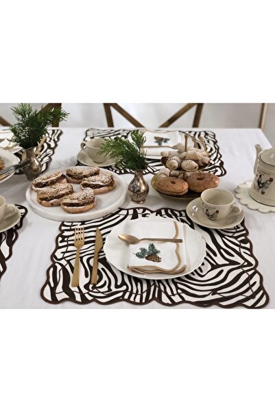 EVİMKOKOŞ Zebra Kahve Amerikan Servis Takımı 2'li