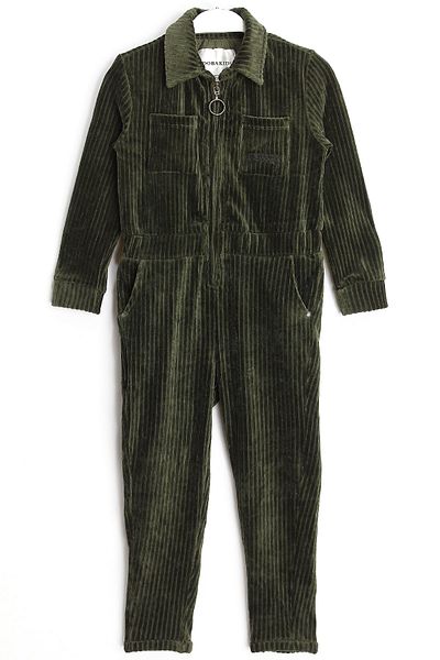 DobaKids Girl's Shirt Collar Velvet Winter Overalls 3 - 16 Years Green