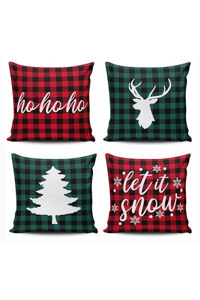 Alacastore Digital Printing New Year's Themed 4-Piece Throw Pillow Cover Set 43x43