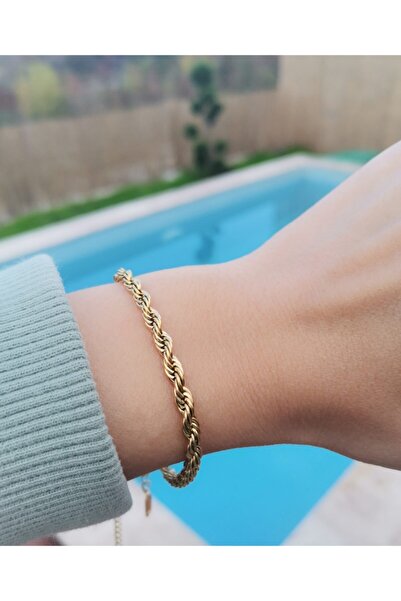 Joya Accessories Stainless Steel Twist Model Bracelet Gold Color