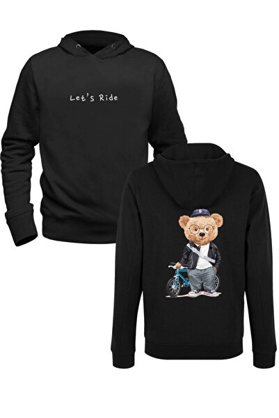 Alfa Tshirt Bicycle Tedy Bear Black Front Back Children's Sweatshirt