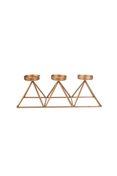 Karaca Home Geometri 3'lü Mumluk Gold 36x13cm