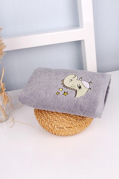 Baveno 100% Cotton 50x90 Gray Embroidered Hand / Face Towel