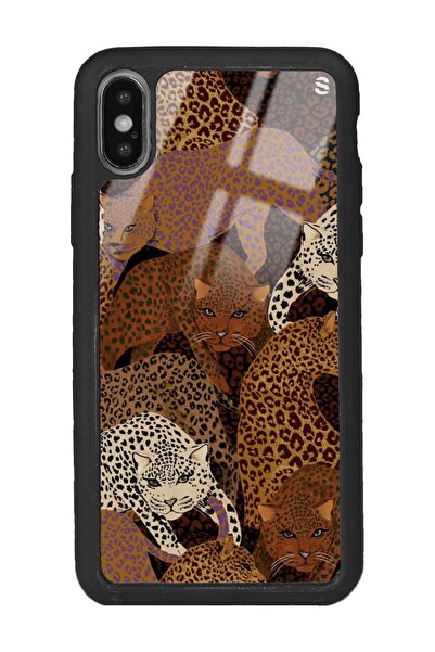 Spoyi Iphone Xs Max Leoparlar Tasarımlı Glossy Telefon Kılıfı