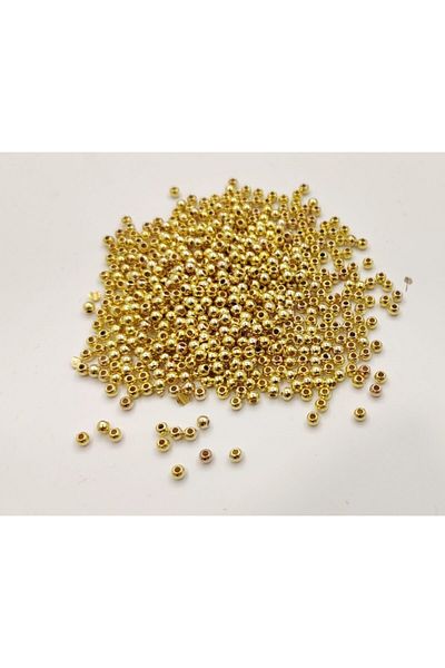yiğit aksesuar 100 Pieces Gold Round Jewelry Making Spacer 3 Mm
