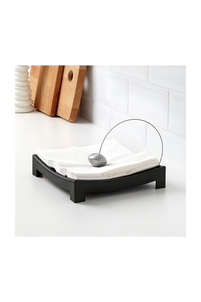 IKEA Knyck Weighted Decorative and Functional Plastic Black Napkin Holder with Knob
