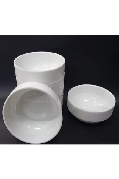 İstoç Türk 6 Pieces White a Quality Soup Bowl 12X5Cm Deep Tas Affordable Yogurt Consommé Rice Pudding Ashura Container