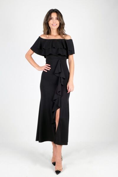 Spazio Adio Volanlı Uzun Abiye Elbise