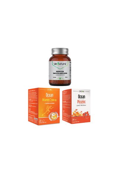 VeNatura Selenium Supplement 90 Tablets + Vitamin C 30 T.+ Zinc Supplement 15Mg 30 Tablets