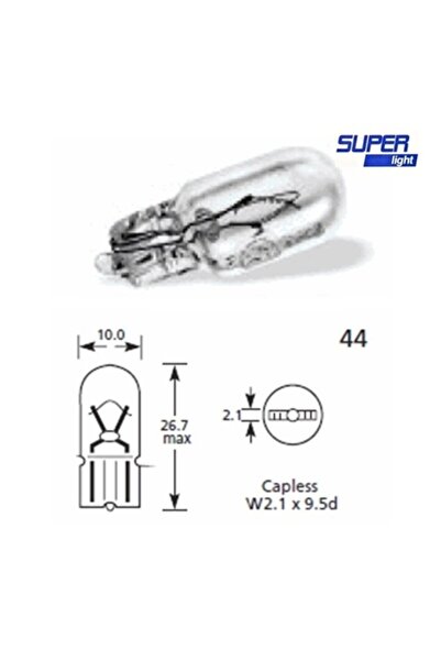 Blingston Super Light T10 لمبة هالوجين بدون قاع 12 فولت 2 قطعة