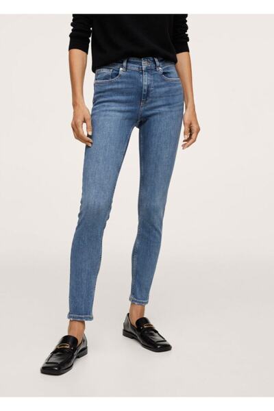 MANGO Woman Women's Dull Blue Skinny Push-up Jean Trousers