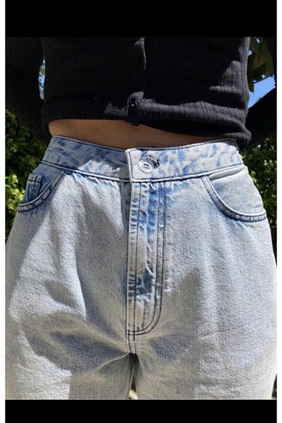 Trn JNS -Ice Snow Lycra cu talie super inalta, blugi largi, pantaloni Palazzo. (SUPER ÎNALT) Picior lat