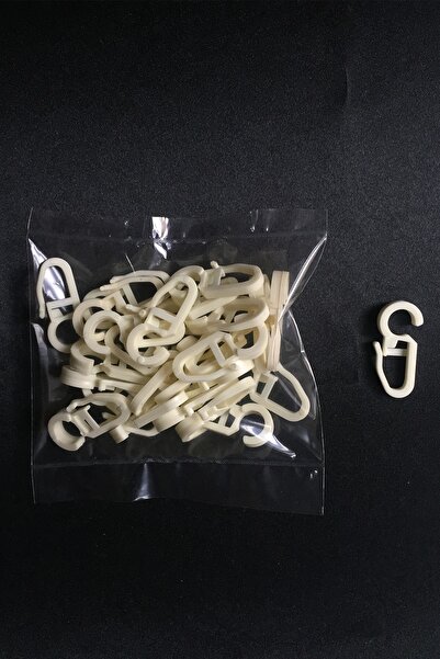 Konur Store Rustik Perde, Ahşap Ve Plastik Halka Klipsi, Krem Rengi- 25 Adet