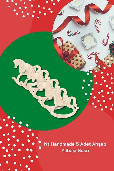 NT Handmade Maple Tree 5 Pieces Horses Christmas Ornament - Paintable Christmas Tree Ornament Wall Decoration