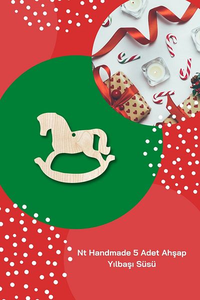 NT Handmade Maple Tree 5 Pieces Horses Christmas Ornament - Paintable Christmas Tree Ornament Wall Decoration