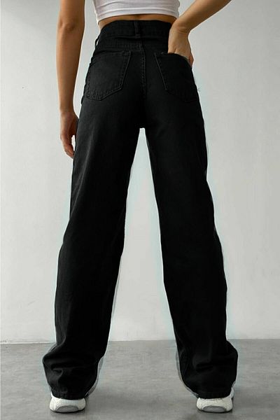 Trn JNS -blugi largi cu talie super inalta din Lycra negru Pantaloni Palazzo. (SUPER ÎNALT) Picior lat