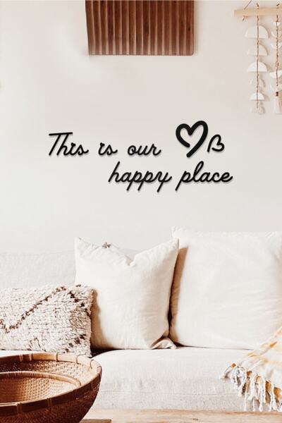 AHWALL This Is Our Happy Place Yazılı Dekoratif Ahşap Tablo