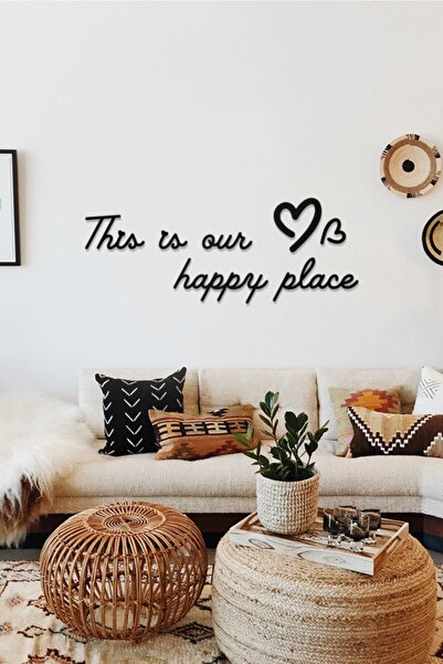 AHWALL This Is Our Happy Place Yazılı Dekoratif Ahşap Tablo