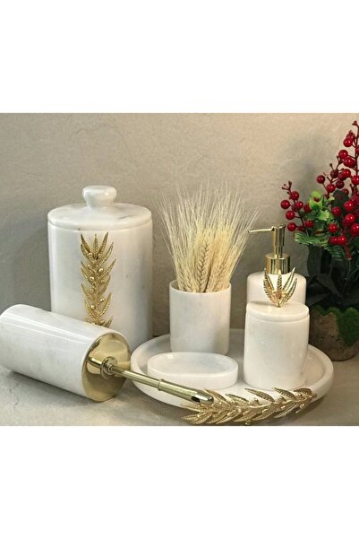 MIARIK DESIGN & DEKORASYON Dekoratif Beyaz Mermer Altın Zeytin Dalı Detaylı 7...
