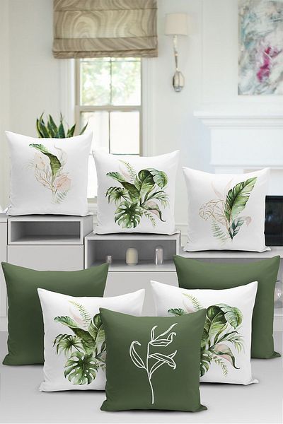 Realhomes 8-Piece Tropical Special Design Digital Printed Pillow Cushion Cover