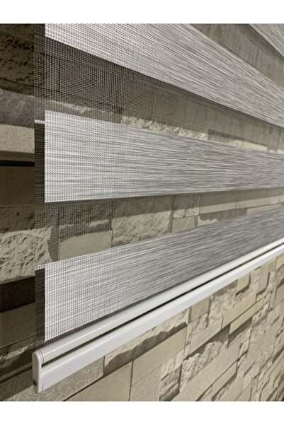 PERDECİNİZ Zebra Curtain Bamboo Gray Color Curtain Aluminum Case (Skirt Straight)