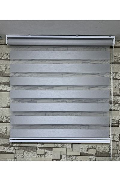 PERDECİNİZ Light Gray Color Zebra Curtain