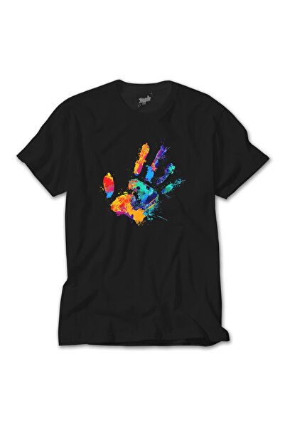 Z zepplin Hand Splash Paint Black T-Shirt