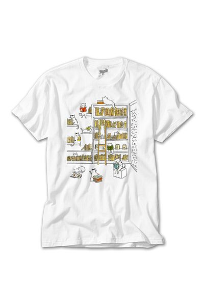 Z zepplin Cats in the Library White T-Shirt