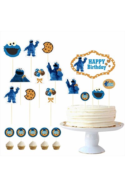 SİYAH PARTİ EVİ مجموعة أعواد أسنان لتزيين كعكة عيد الميلاد من كوكي مونستر