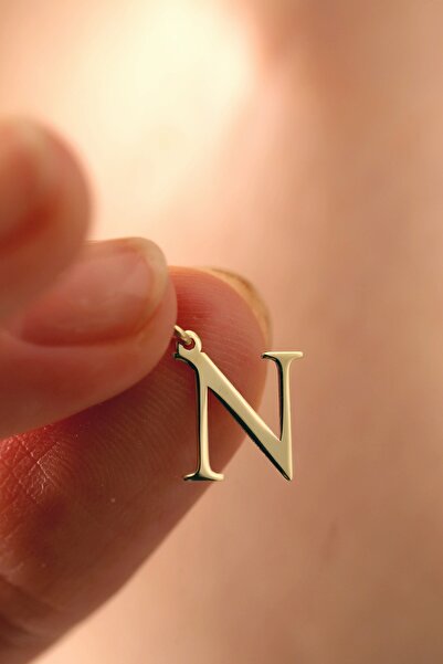 MİLET KUYUMCULUK 14 Ayar Altın N Harfi Plaka Kolye Ucu
