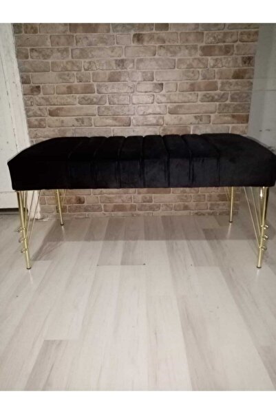 aldagelsin Modern Çizgi Model Puf Ayakucu Bench Gold Metal Ayak 100 Cm