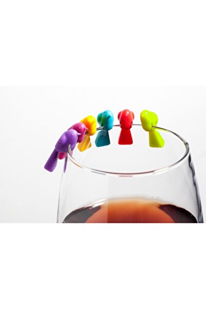 FırsatVar Çay Içki Meyvesuyu Bardağı Işaretleme Aparatı Kuş Şekilli Silikon