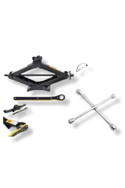 AWB 1.5 Ton Oto Cırcır Kriko + 4'lü Istavroz Bijon Anahtarı Seti