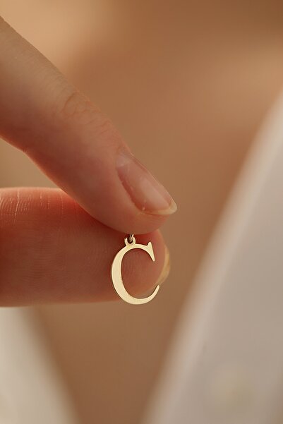 Milet 14 Ayar Altın C Harfi Plaka Kolye Ucu