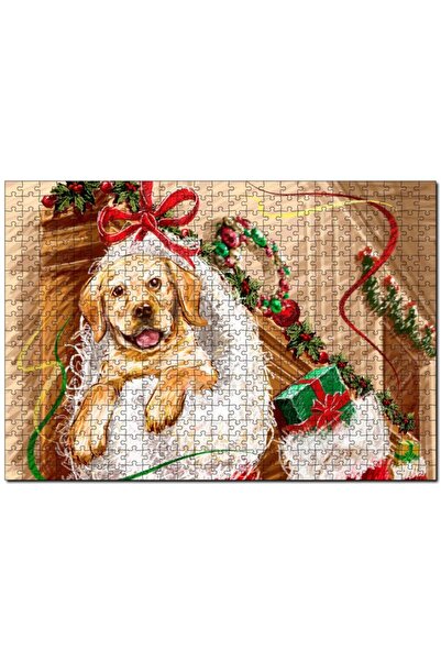 Cakapuzzle Şömineye Asılı Yılbaşı Hediyeleri Ve Yavru Köpek 120 Parça Puzzle Yapboz Mdf ahşap