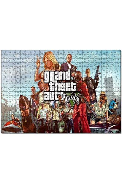 Cakapuzzle Gta 5 Oyun Posteri Tüm Karakterler 255 Parça Puzzle Yapboz Mdf (ah...