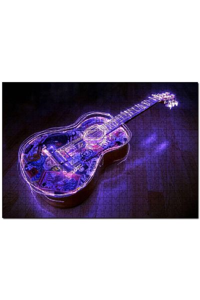 Cakapuzzle Parkede Classic Guitar Neon Mixed Pattern 255 Piece Puzzle Jigsaw Puzzle Mdf (wood)