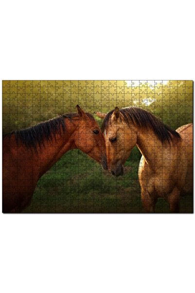 Cakapuzzle Yeşillikler Ve Kahverengi At Çifti 1000 Parça Puzzle Yapboz Mdf(ah...