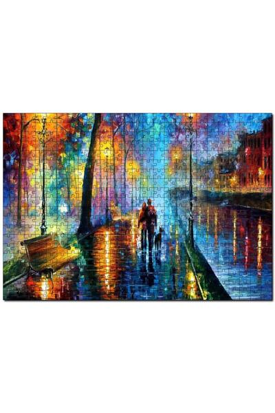 Generic Brand Street Lights Walking Couple And Dog Oil Painting 1000 Pieces P...