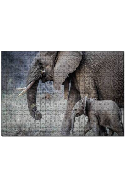 Cakapuzzle أحجية الصور المقطوعة على شكل فيل وشبل للبالغين مكونة من 500 قطعة M...