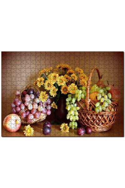Cakapuzzle Sepette Meyvalar Vazoda Çiçek Görseli 500 Parça Puzzle Yapboz Mdf ...