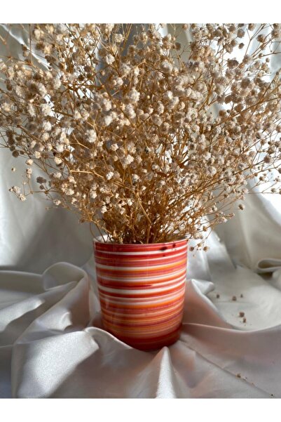 AFAM HEDİYELİK Dekoratif Turuncu Zara Desenli Seramik Bitki & Orkide Saksısı