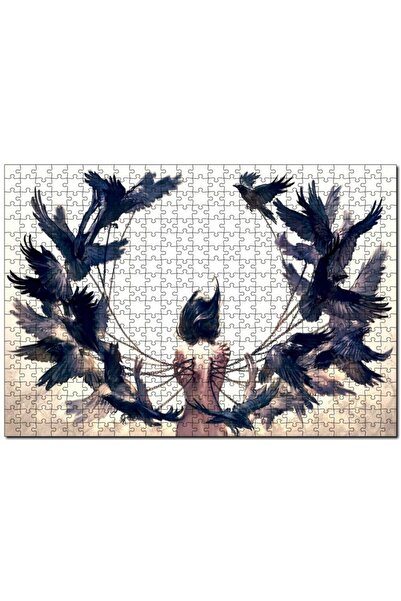 Genel Markalar Çıplak Kadın Ve Zincirli Kargalar 1000 Parça Puzzle Yapboz Mdf...