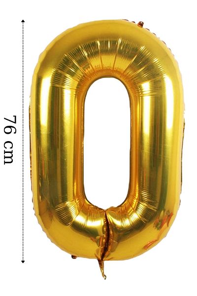 ELGALA Foil Balloon Number 0 Helium Balloon 76 Cm Gold Color