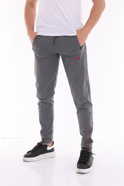 ZEYMERADE Men's Anthracite Leg Detailed Skinny Sweatpants
