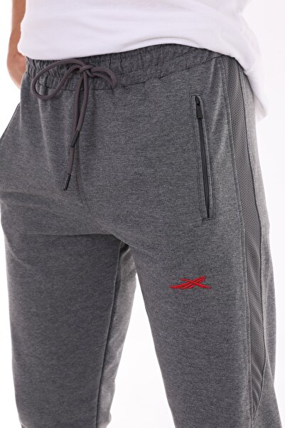 ZEYMERADE Men's Anthracite Leg Detailed Skinny Sweatpants