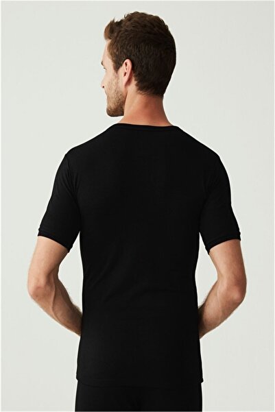 U.S. Polo Assn. U.S Polo Assn.17035 Pánské termo spodní prádlo s krátkým rukávem, černé